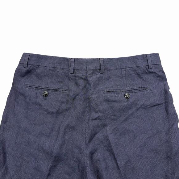 Reiss Asher T Linen Pants Navy Blue Plaid Mens Sz 34 Preppy Academia - Picture 9 of 10